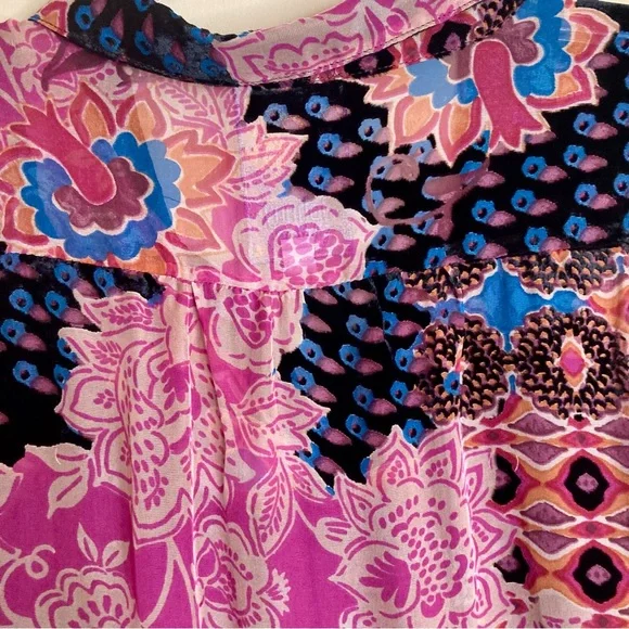 NEW Johnny Was Yrene Burnout Blouse Alvarado w/ Tank Top Velvet Silk Black Sz S - Picture 10 of 16